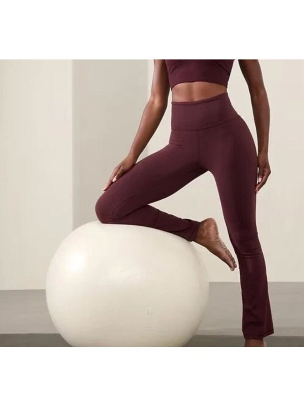 Athleta Elation Ultra High Rise Straight Leg Pant Size L Spiced Cabernet
